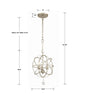 9225-OS_ULN Solaris 3 Light Mini Chandelier | Dimensions Image
