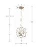 Crystorama-OPEN-BOX Solaris 3 Light Mini Chandelier - Product Dimensions