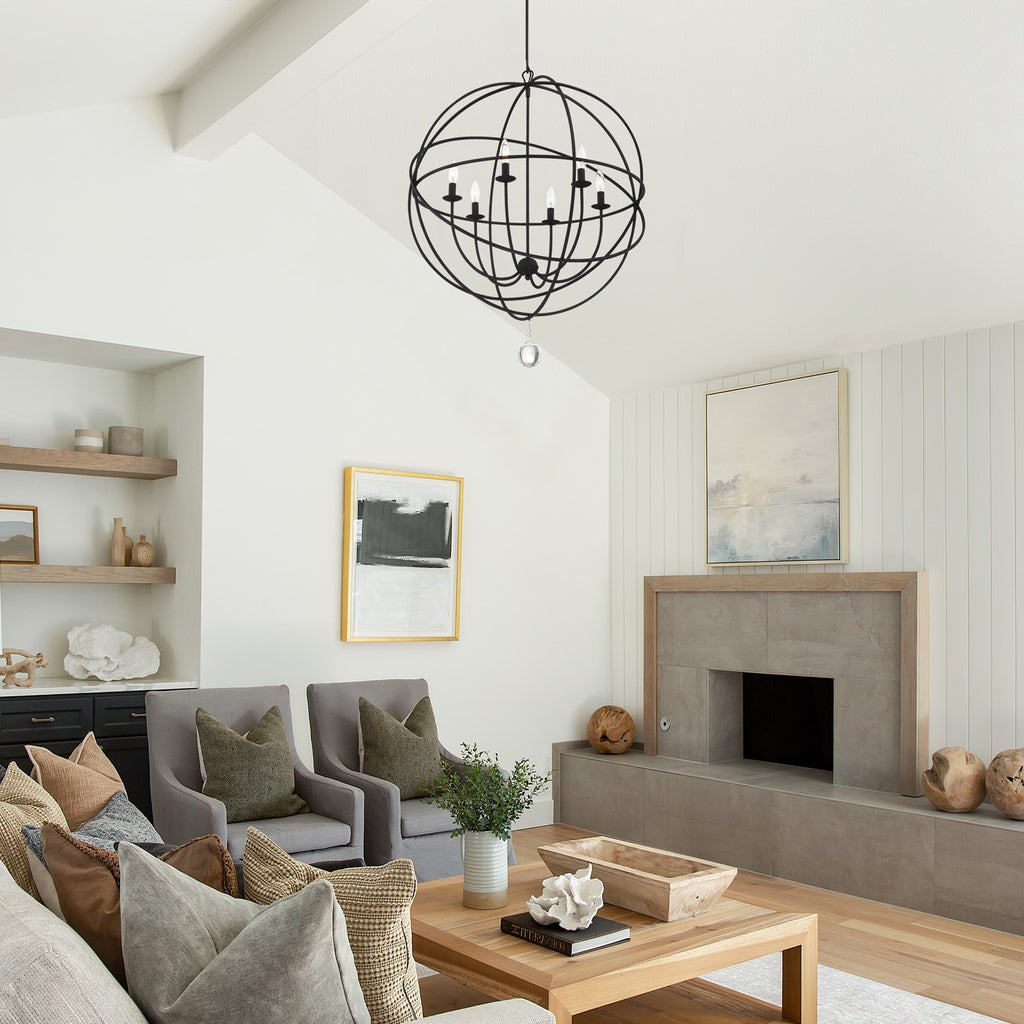 Crystorama Solaris 22.5'' Chandelier in Black - Lifestyle View