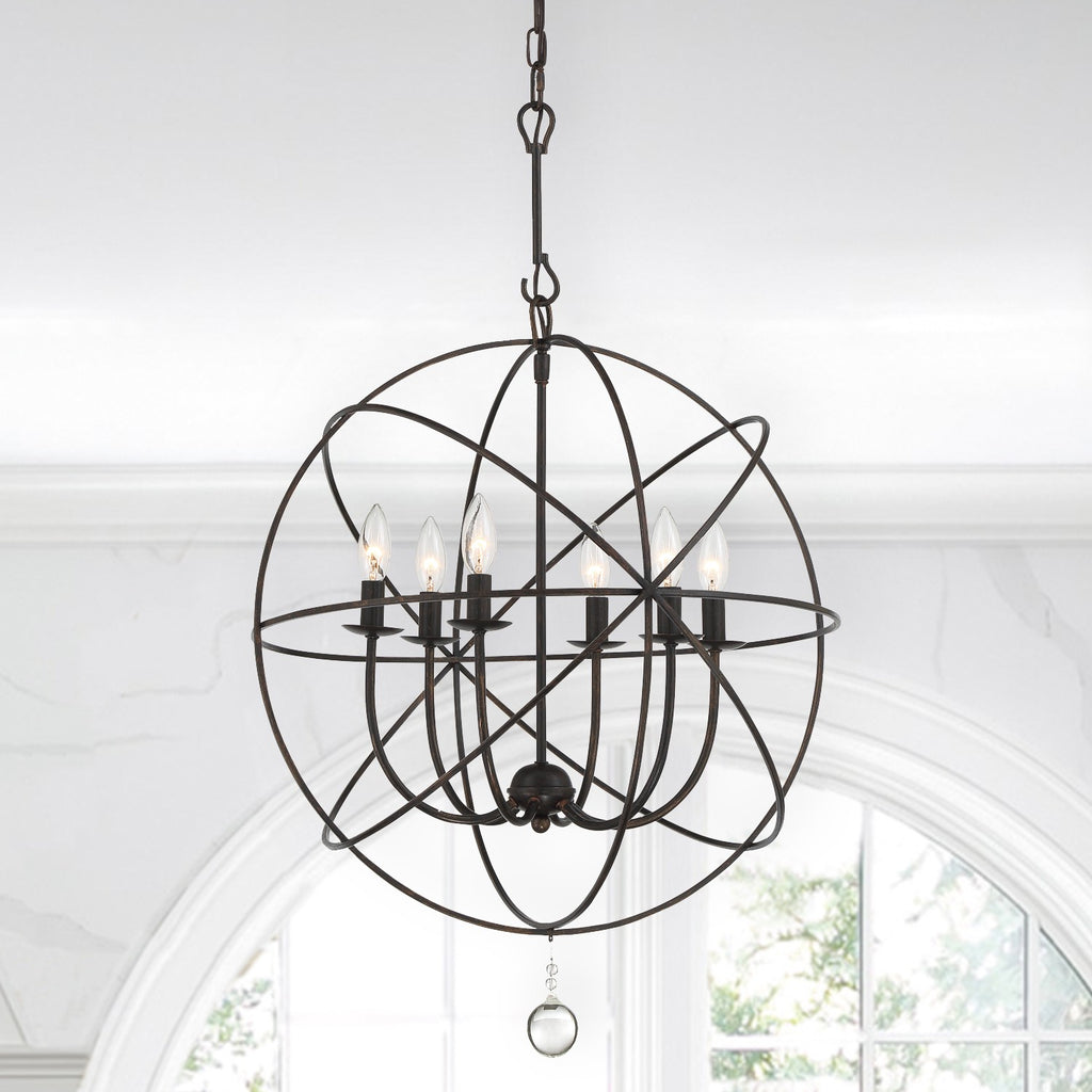 Crystorama-OPEN-BOX Solaris 6 Light Chandelier in English Bronze - Lifestyle View