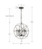 Crystorama-OPEN-BOX Solaris 6 Light Chandelier - Product Dimensions