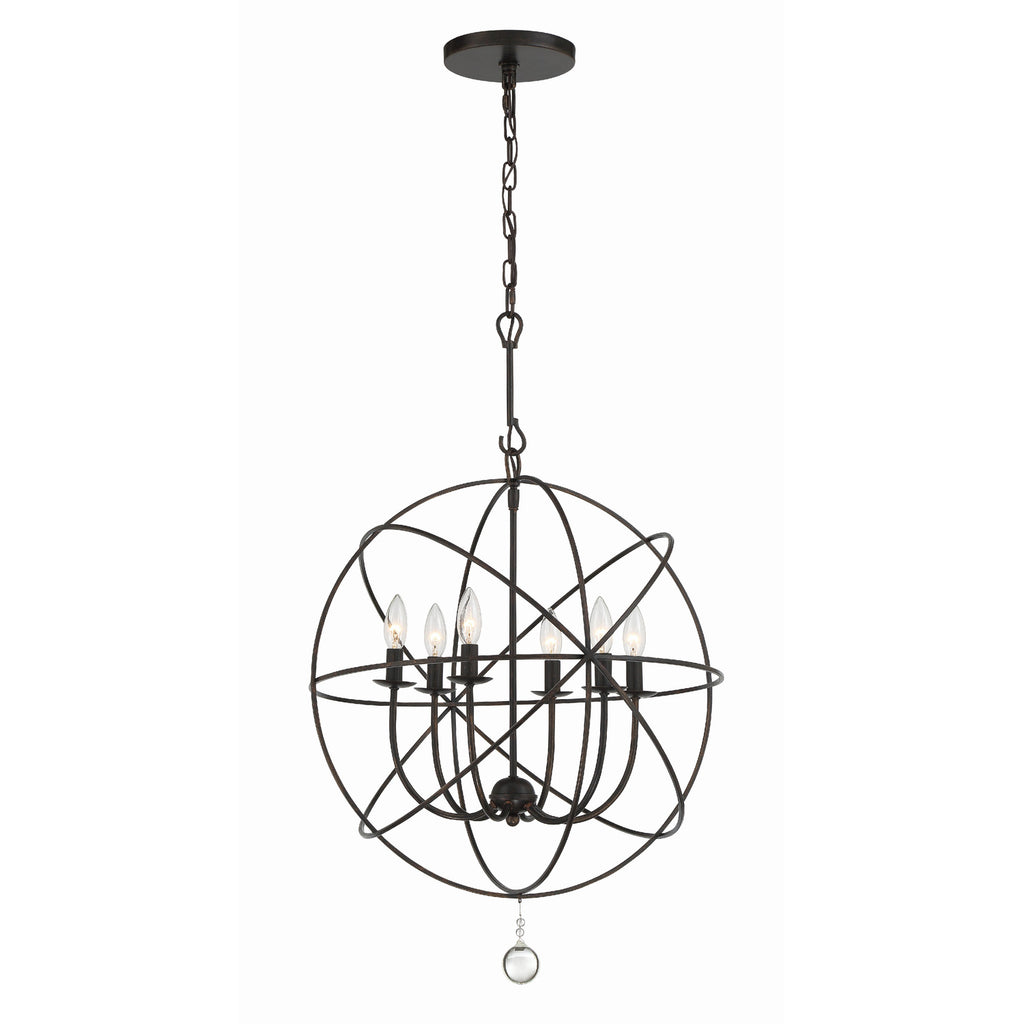 Crystorama-OPEN-BOX Solaris 6 Light Chandelier in English Bronze - Front View