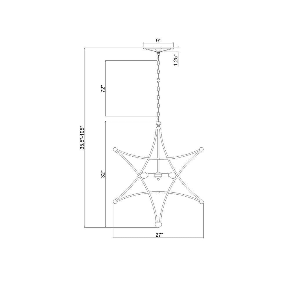 Crystorama Astro 27'' Chandelier - Product Dimensions