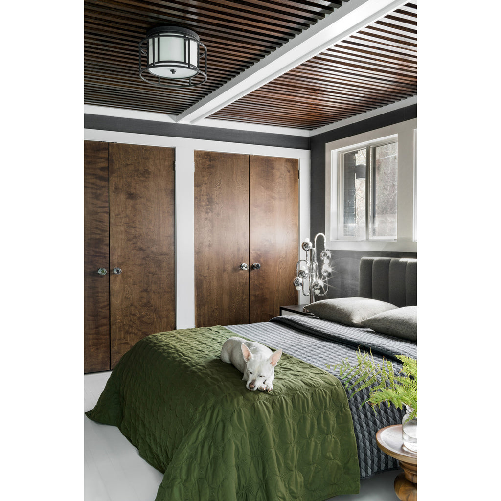 Crystorama Hulton 15'' Flush Mount in Matte Black - Lifestyle View