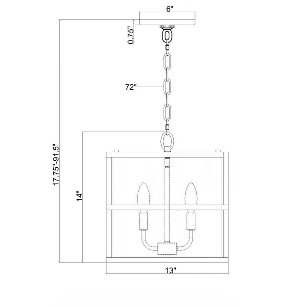 Crystorama Hulton 13'' Pendant - Product Dimensions