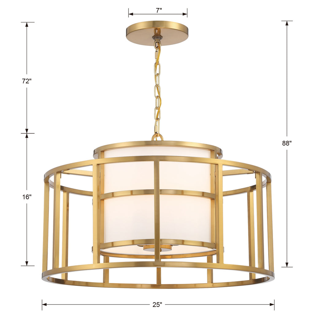 9595-LG Hulton 5 Light Lantern Chandelier | Dimensions Image