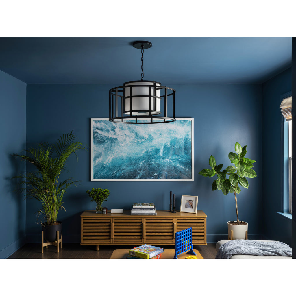 Crystorama Hulton 25'' Chandelier in Matte Black - Lifestyle View