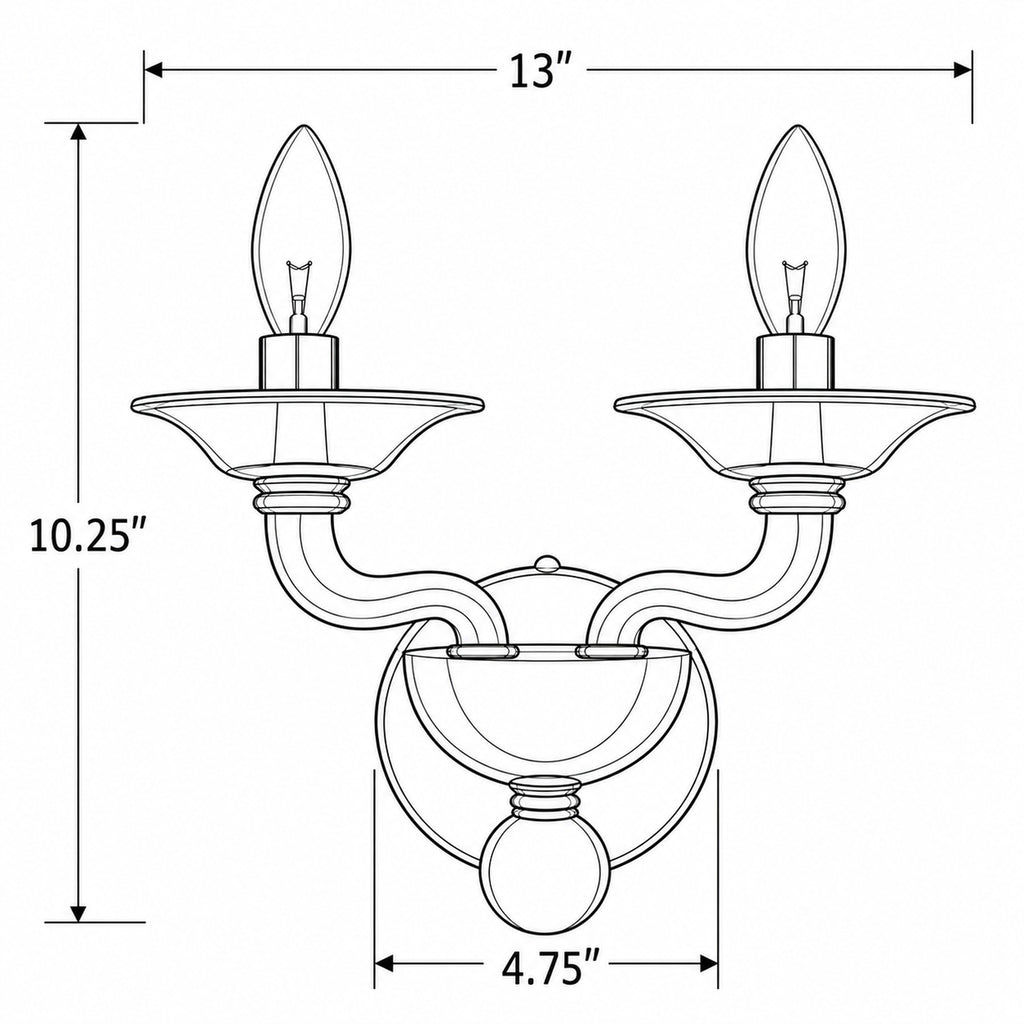 Crystorama Stella 13" Sconce - Product Dimensions