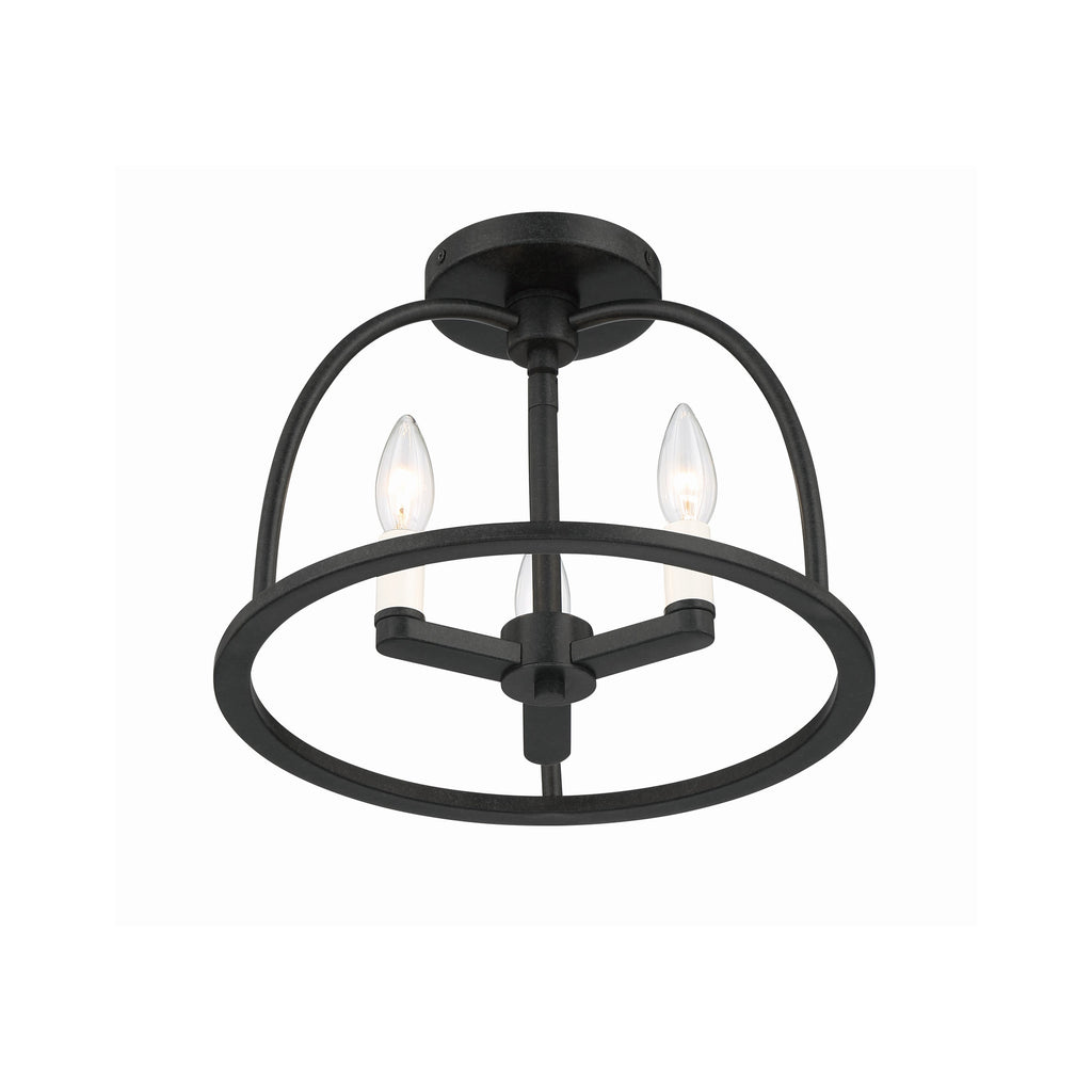 Crystorama Abbott 13.75'' Semi Flush Mount in Black - Additional View