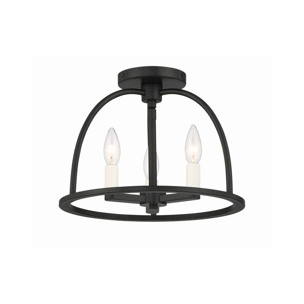 Crystorama Abbott 13.75'' Semi Flush Mount in Black - Additional View