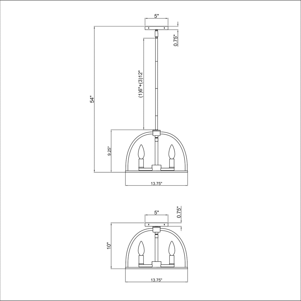 Crystorama Abbott 13.75'' Chandelier - Product Dimensions
