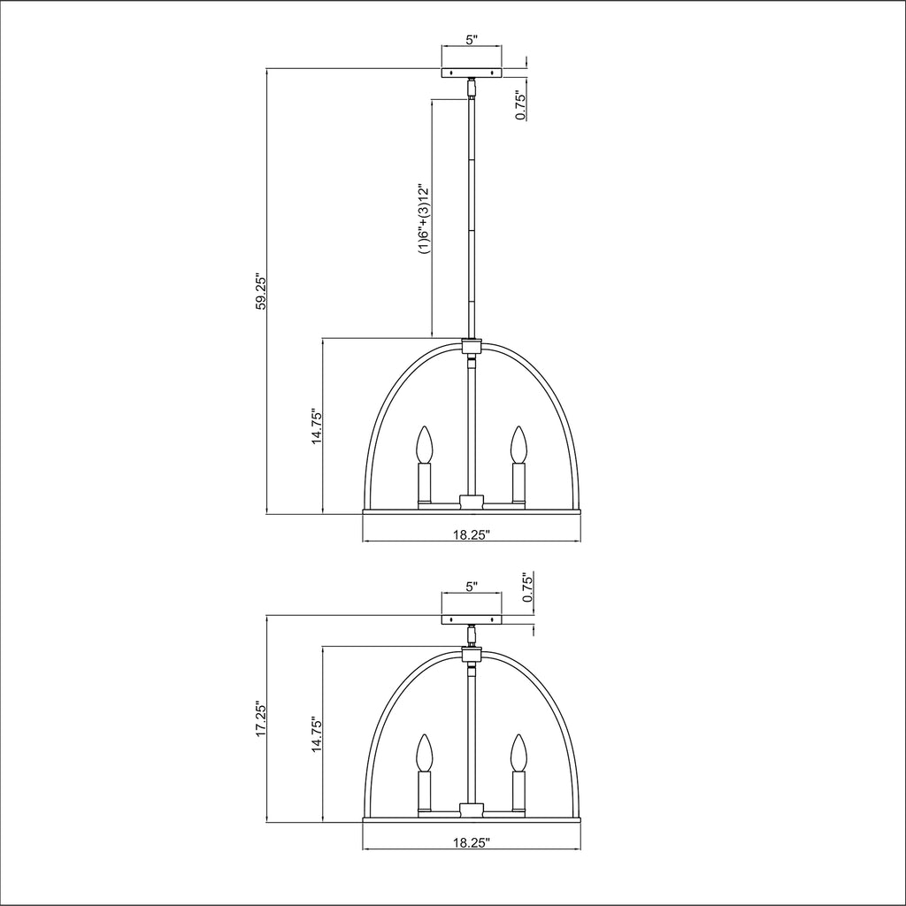 Crystorama Abbott 18.25'' Chandelier - Product Dimensions