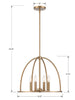 ABB-3004-VG Abbott 4 Light Lantern Chandelier | Dimensions Image