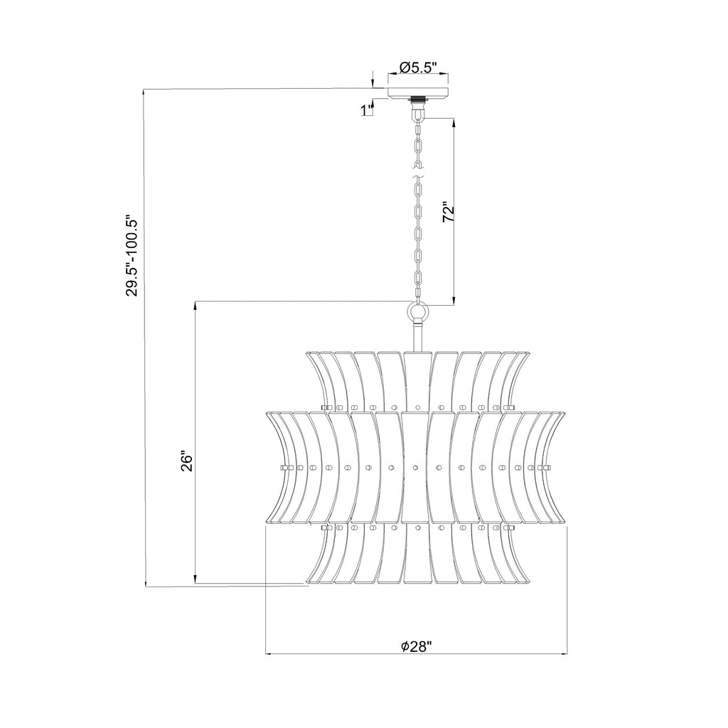 Crystorama Abigail 28'' Chandelier - Product Dimensions