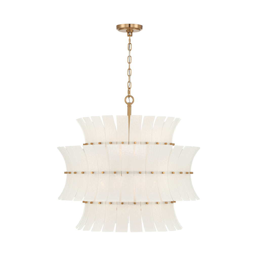 Crystorama Abigail 28'' Chandelier in Aged Brass - Front View