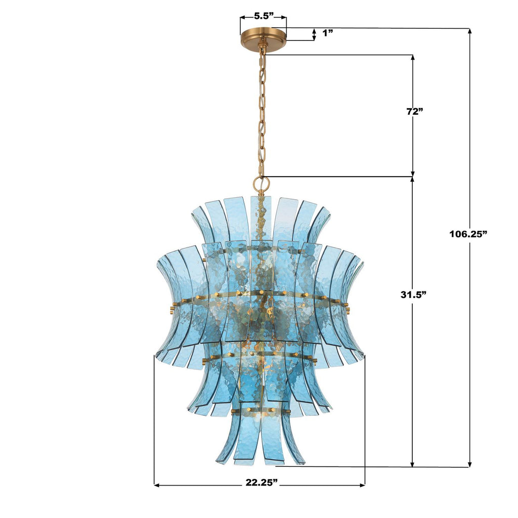 ABI-2006-AG-BL Abigail 22.25'' Chandelier | Dimensions Image