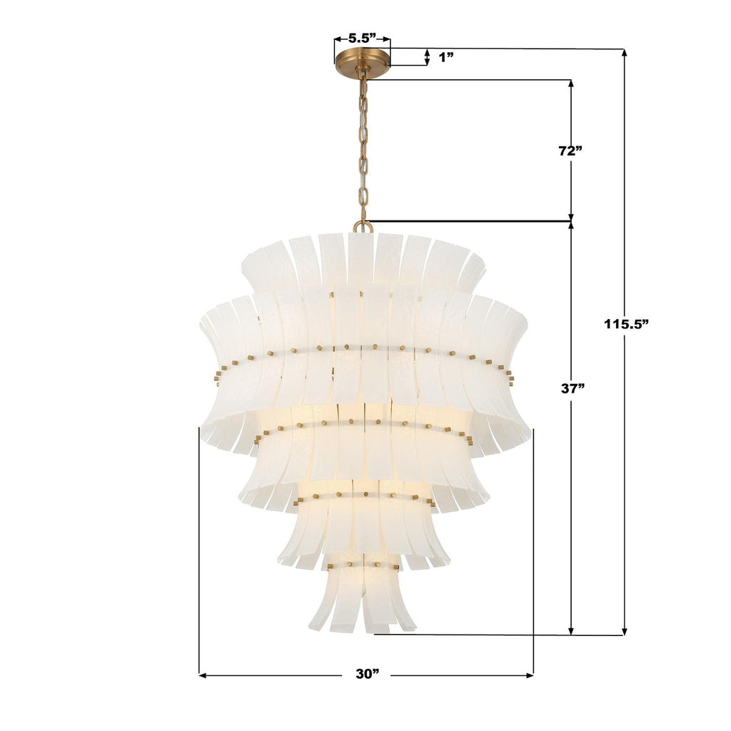 ABI-2008-AG-WH Abigail 29.5'' Chandelier | Dimensions Image