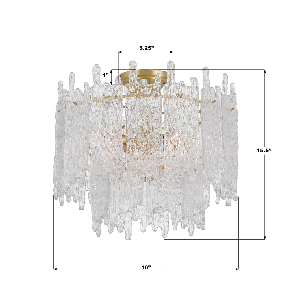 Crystorama Ackerly 16'' Semi Flush Mount - Product Dimensions