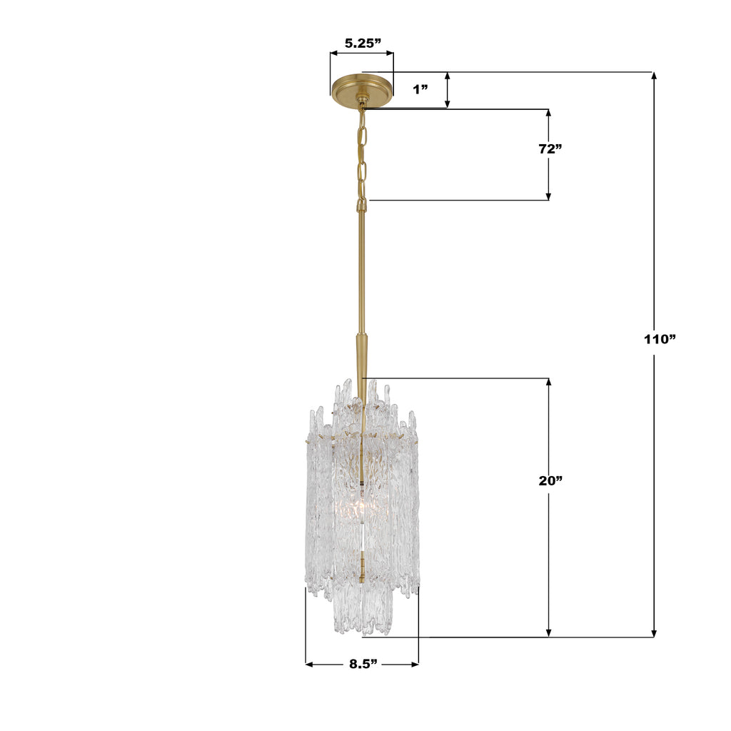 Crystorama Ackerly 8.5'' Chandelier - Product Dimensions