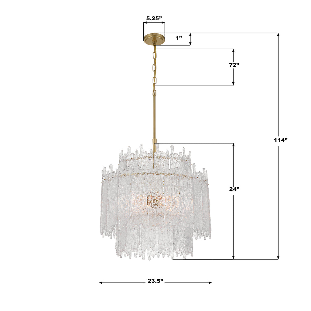 ACK-928-AG Ackerly 23.5'' Chandelier | Dimensions Image