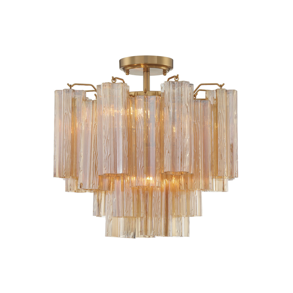 Crystorama Addis 17.75'' Semi Flush Mount in Aged Brass - Front View