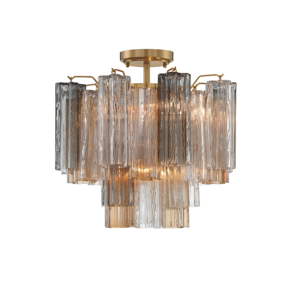 Crystorama Addis 17.75'' Semi Flush Mount in Aged Brass - Additional View
