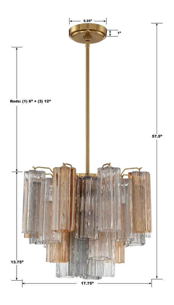 ADD-300-AG-AU Addis 4 Light Mini Chandelier | Dimensions Image