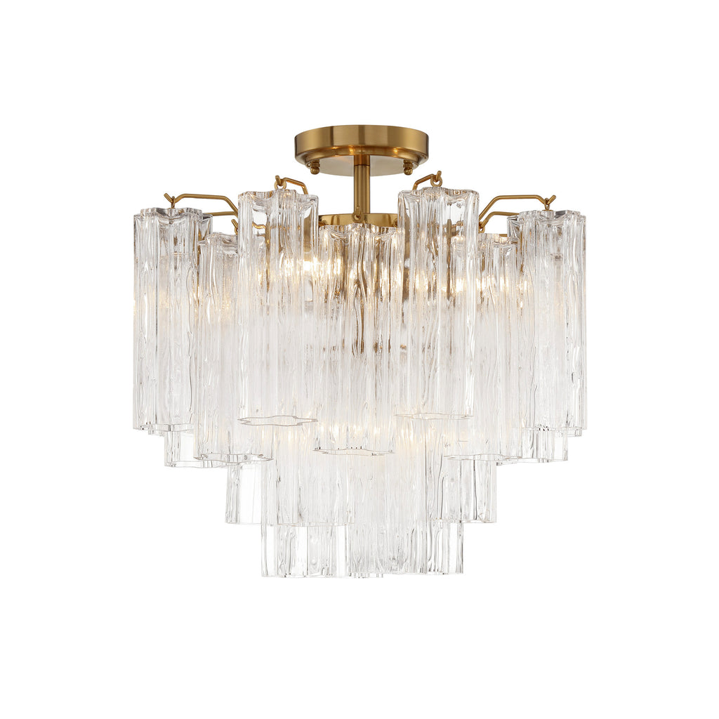 Crystorama Addis 17.75'' Semi Flush Mount in Aged Brass - Additional View