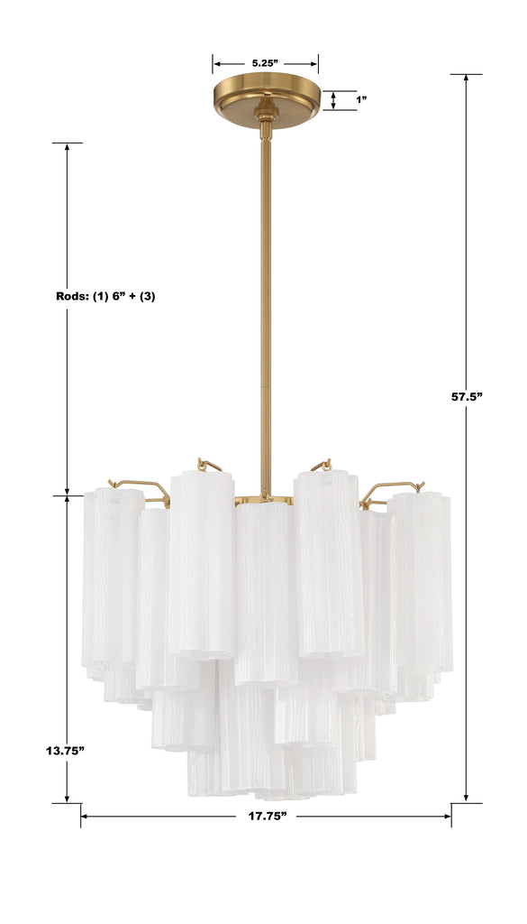 ADD-300-AG-WH Addis 4 Light Mini Chandelier | Dimensions Image