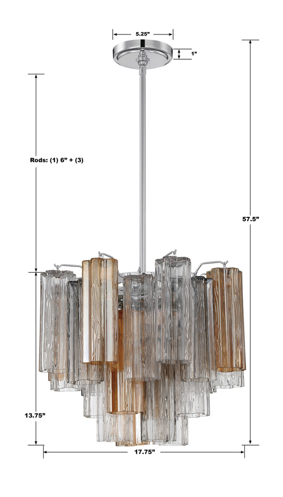 ADD-300-CH-AU Addis 4 Light Mini Chandelier | Dimensions Image