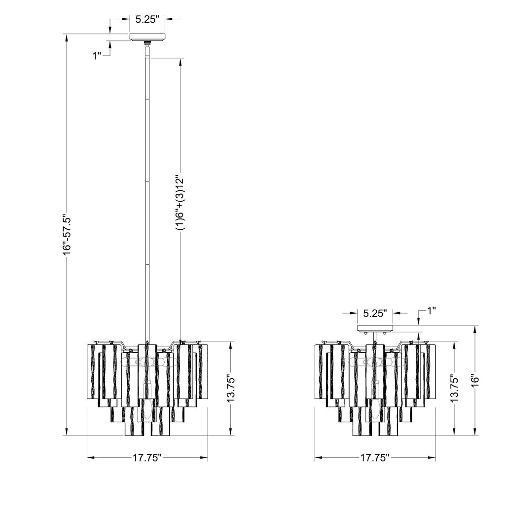 Crystorama Addis 17.75'' Chandelier - Product Dimensions