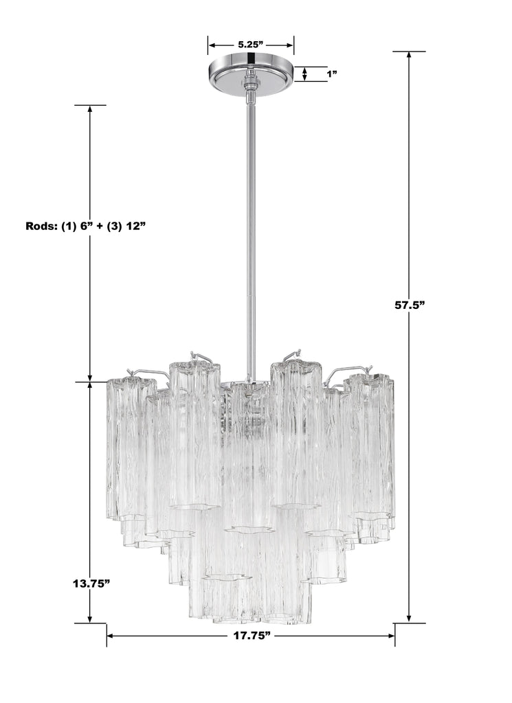 ADD-300-CH-CL Addis 4 Light Mini Chandelier | Dimensions Image