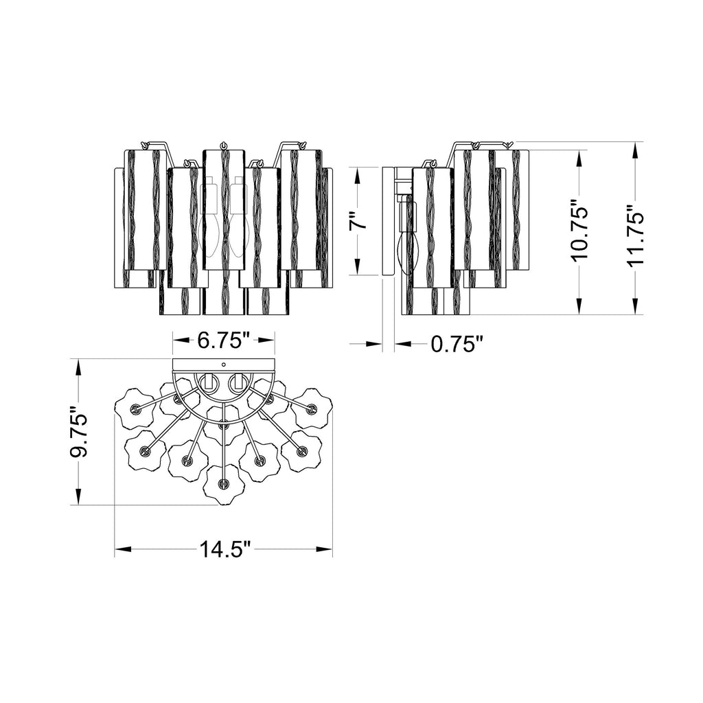 Crystorama Addis 14.5'' Sconce - Product Dimensions