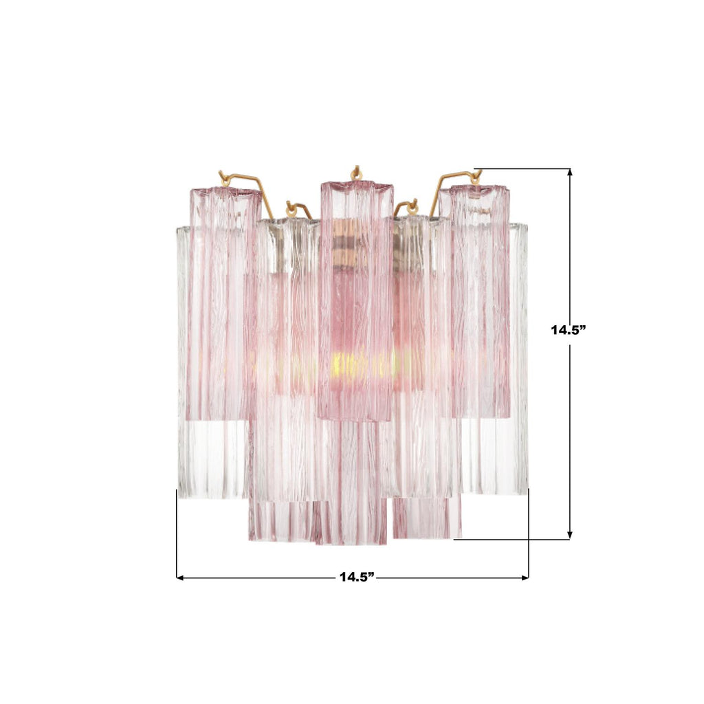 ADD-303-AG-SP Addis 2 Light Sconce | Dimensions Image