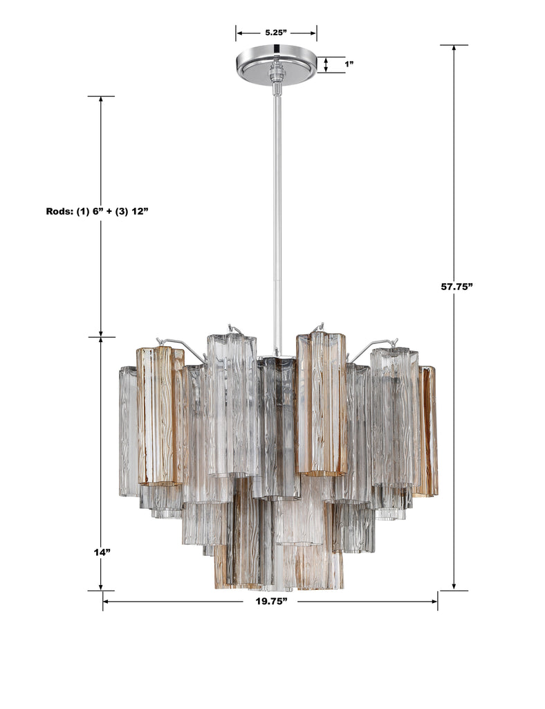 ADD-306-CH-AU Addis 6 Light Chandelier | Dimensions Image