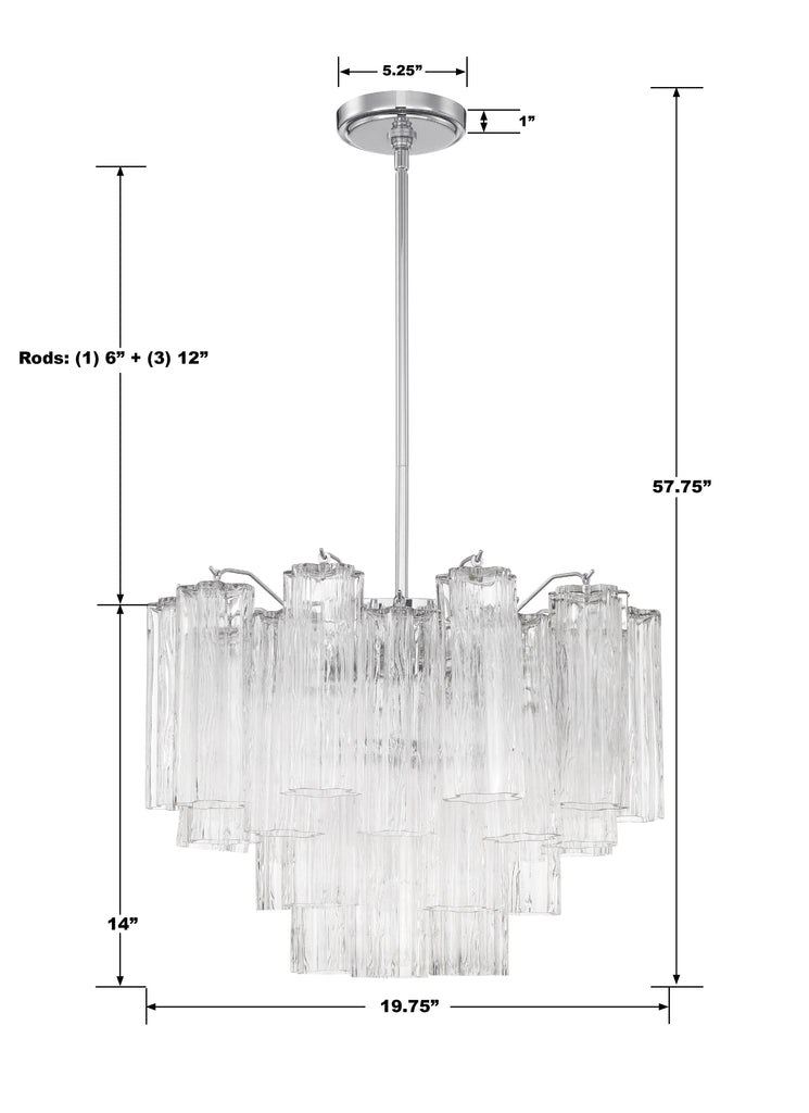 ADD-306-CH-CL Addis 6 Light Chandelier | Dimensions Image