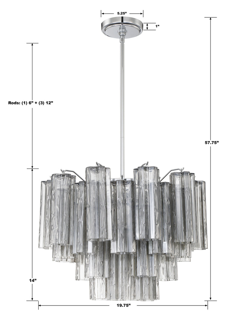 ADD-306-CH-SM Addis 6 Light Chandelier | Dimensions Image