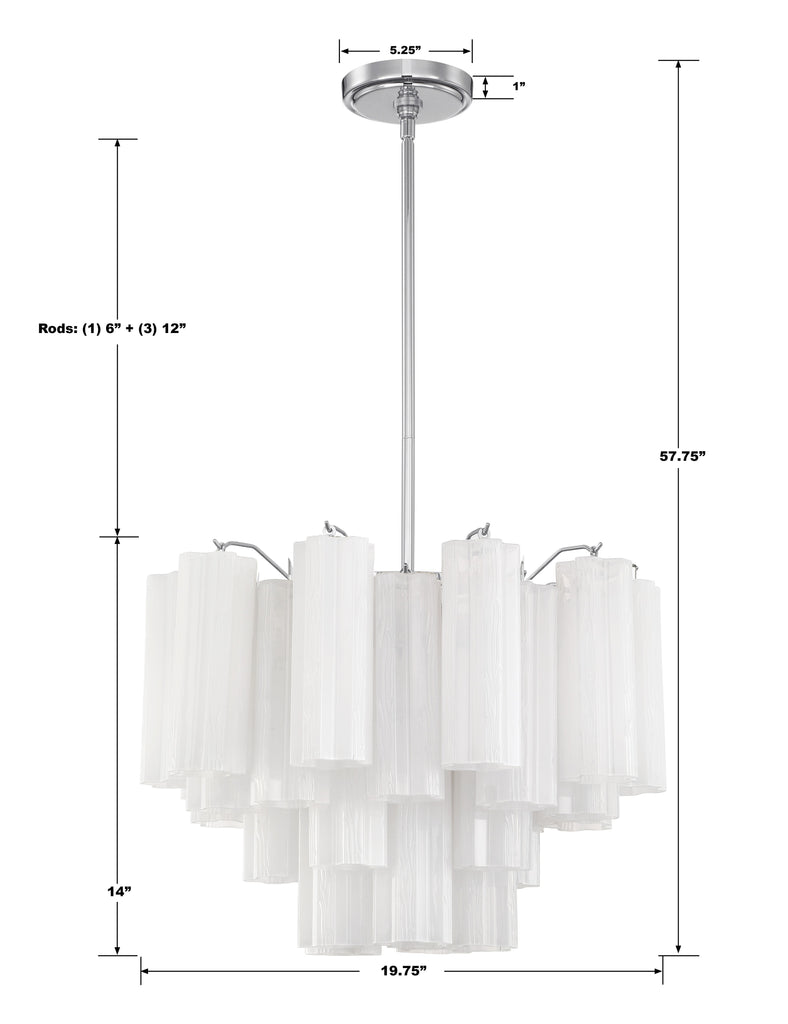 ADD-306-CH-WH Addis 6 Light Chandelier | Dimensions Image