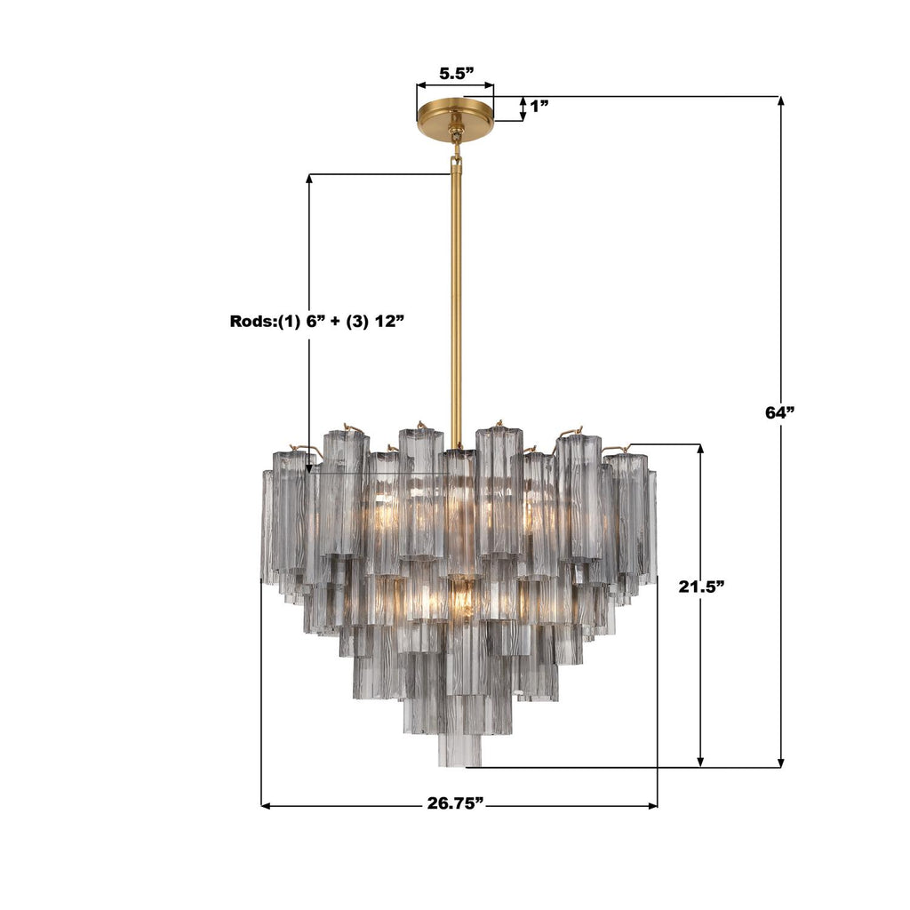 ADD-312-AG-SM Addis 26.75'' Chandelier | Dimensions Image