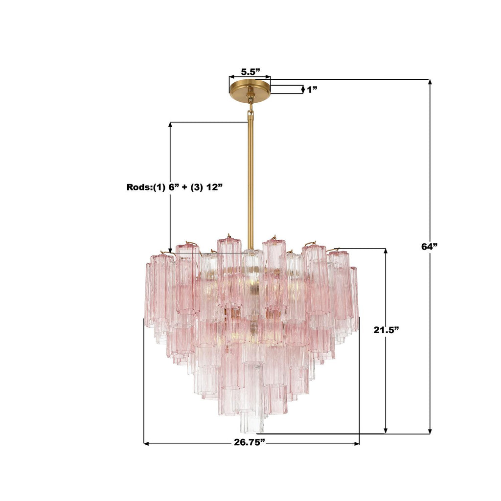 ADD-312-AG-SP Addis 26.75'' Chandelier | Dimensions Image