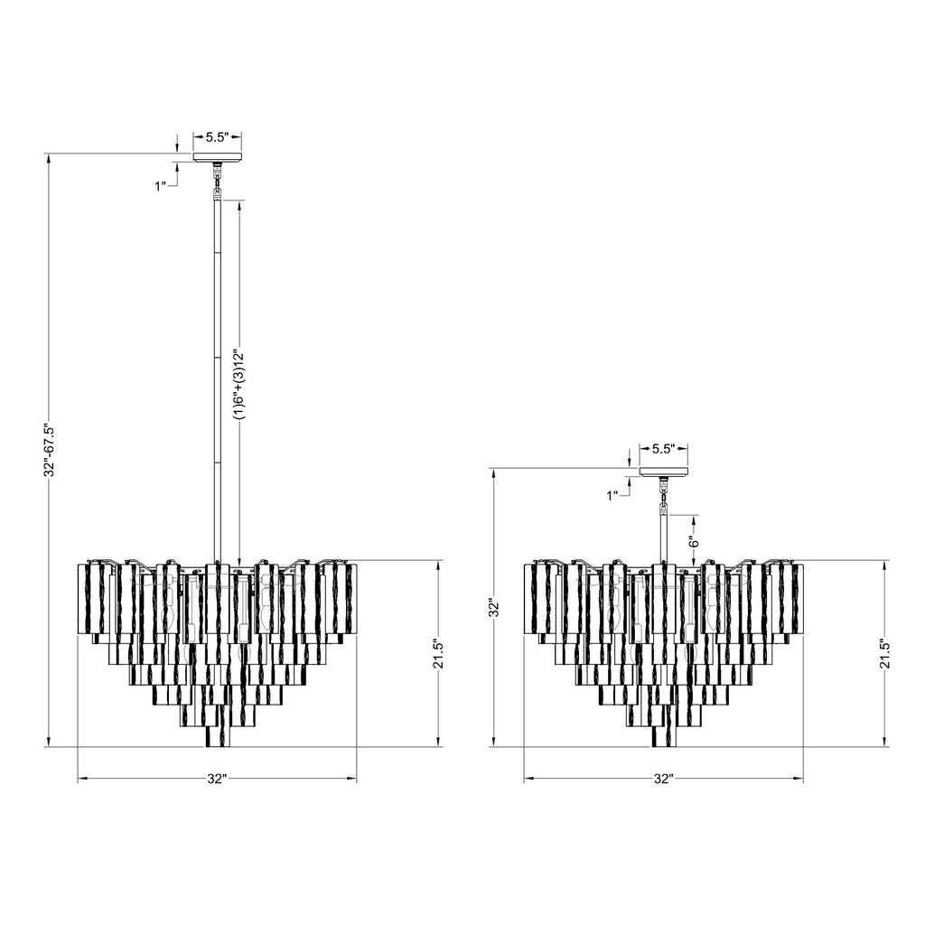 Crystorama Addis 32'' Chandelier - Product Dimensions