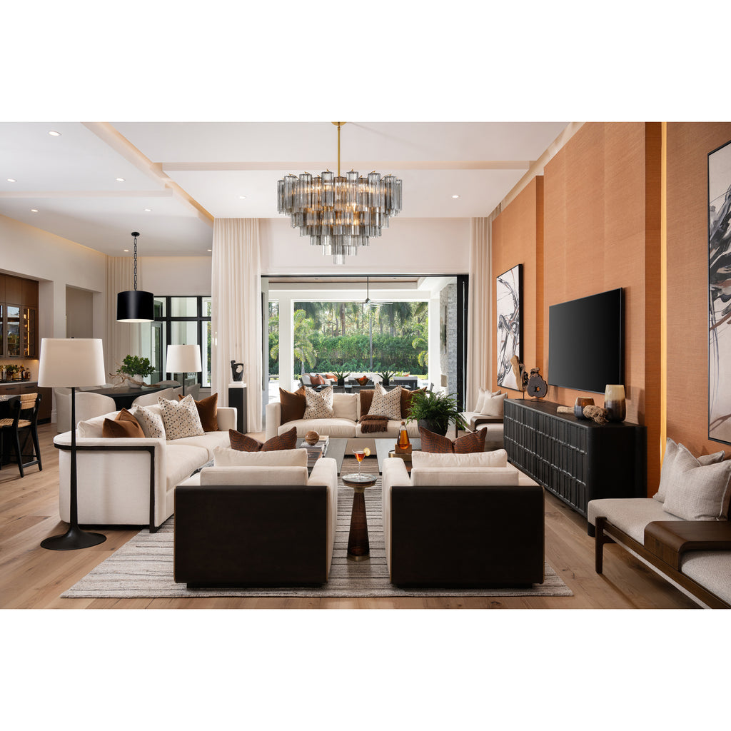 Crystorama Addis 32'' Chandelier in Aged Brass - Lifestyle View