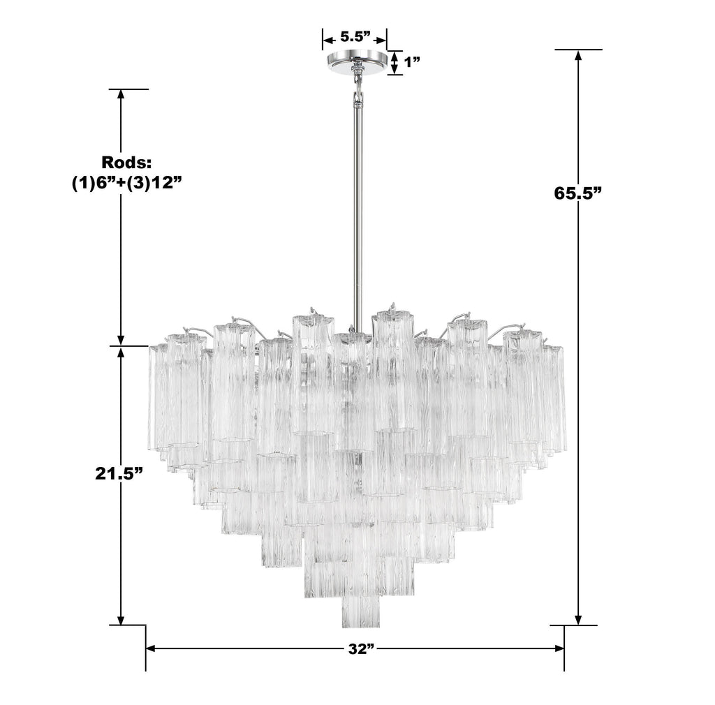 ADD-316-CH-CL Addis 16 Light Chandelier | Dimensions Image