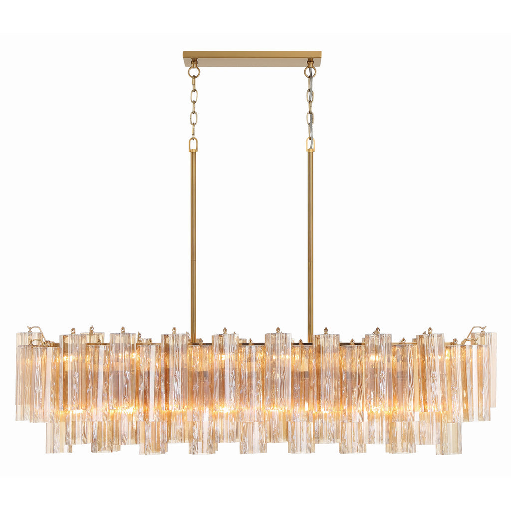 Crystorama Addis 51.75'' Linear Chandelier in Aged Brass - Front View