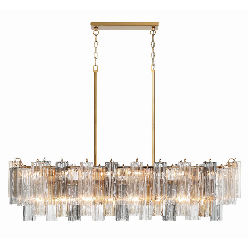 Crystorama Addis 51.75'' Linear Chandelier in Aged Brass - Front View