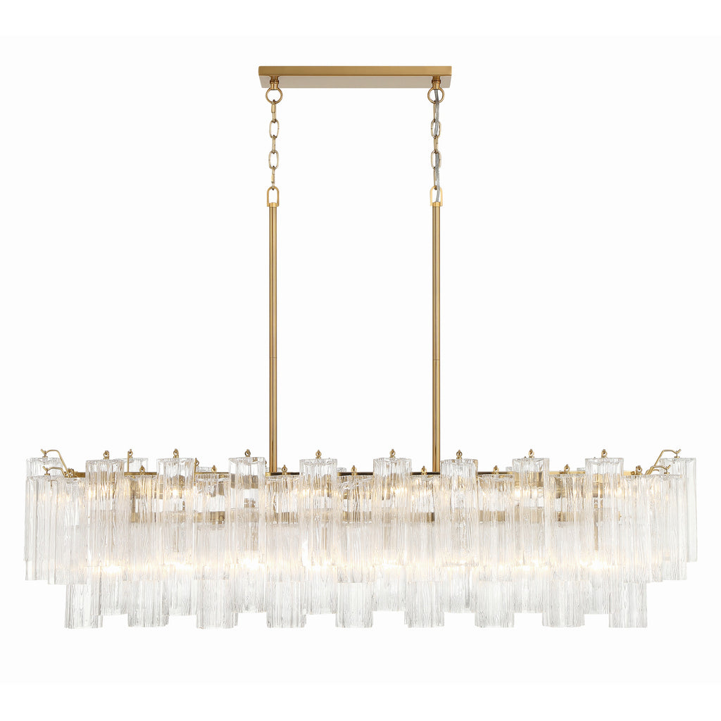 Crystorama Addis 51.75'' Linear Chandelier in Aged Brass - Front View