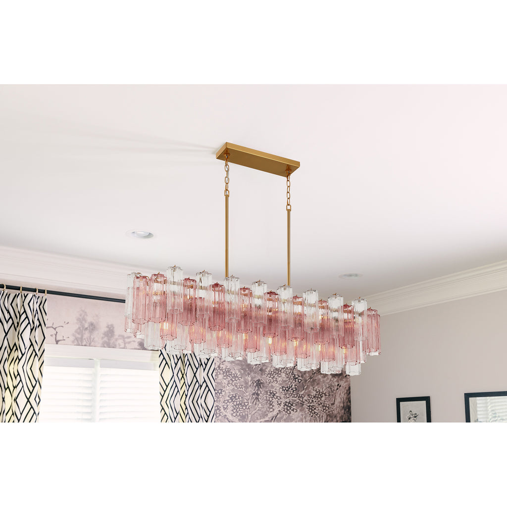 Crystorama Addis 51.75'' Linear Chandelier in Aged Brass - Lifestyle View