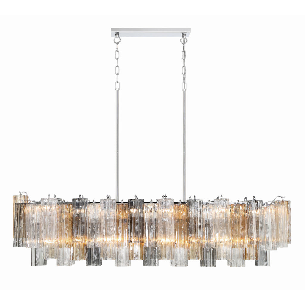 Crystorama Addis 51.75'' Linear Chandelier in Polished Chrome - Front View