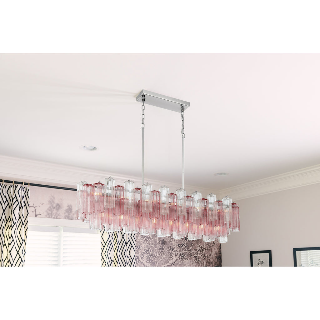 Crystorama Addis 51.75'' Linear Chandelier in Polished Chrome - Lifestyle View