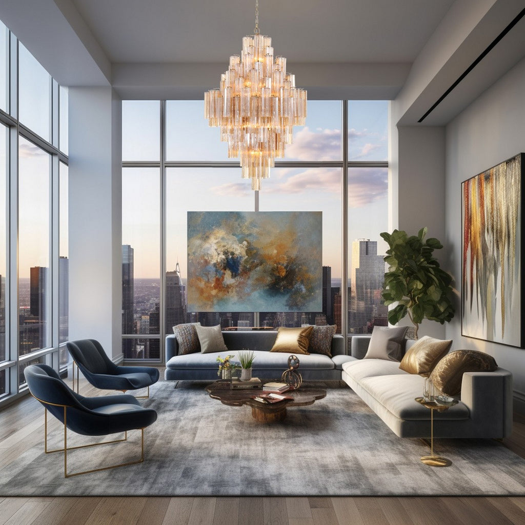 Crystorama Addis 31.5'' Chandelier in Aged Brass - Lifestyle View